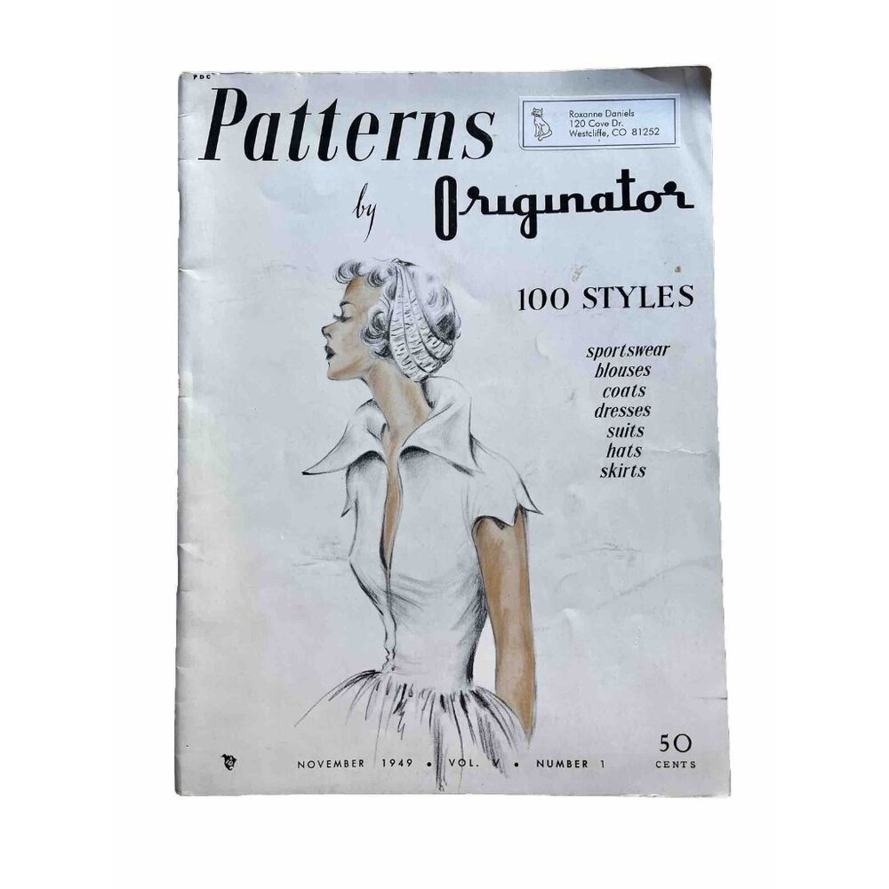 Originator Fashion Patterns November 1949 Fashion Sketches Costume Reference